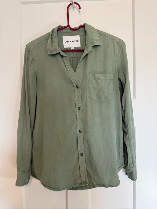 Lola River Tops - Olive Green Button-Up Shirt